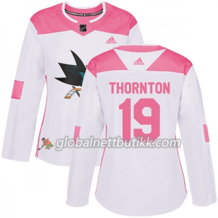 San Jose Sharks Hockeydrakt Joe Thornton 19 2017-2018 Hvit Rosa Fashion Adidas Authentic - Dame